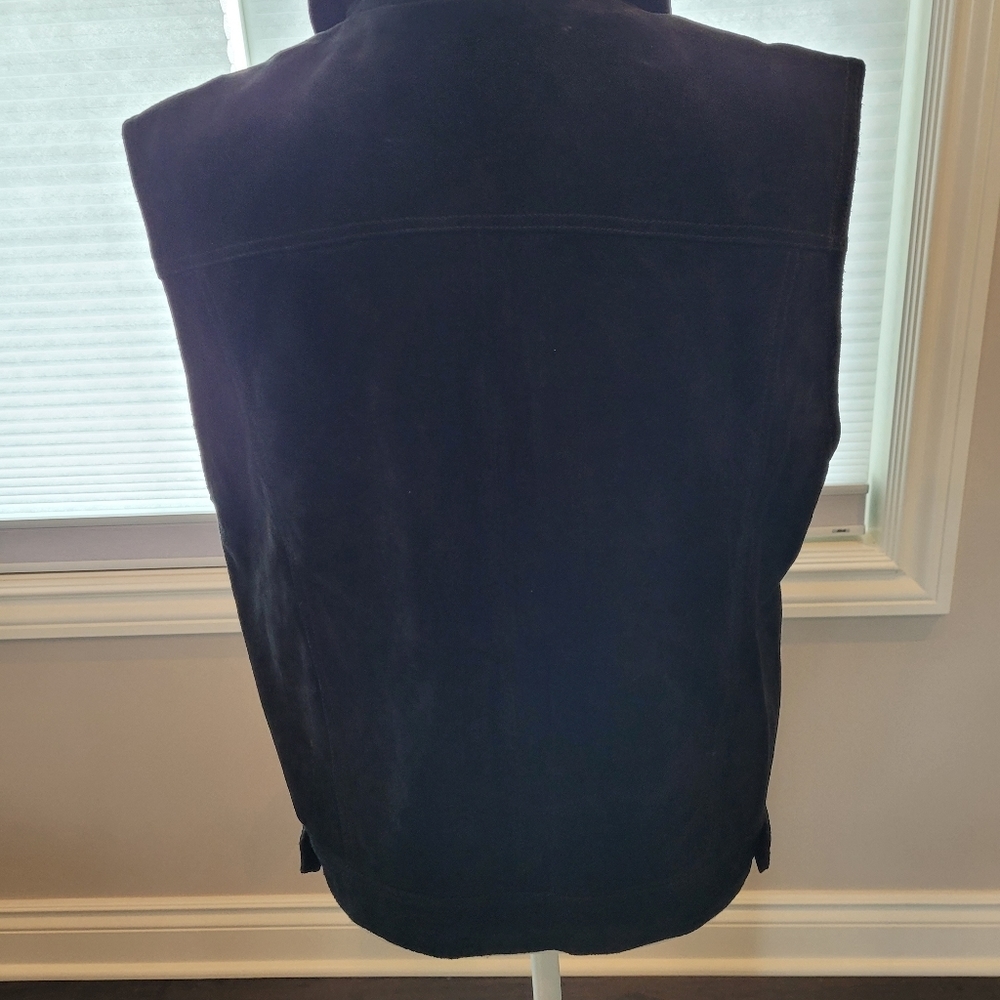 Sleeveless Black Polyester Lined Jacket Vest - image 2